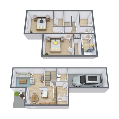 Floor plan for 2 beds, 1.5 baths, 1248 sqft